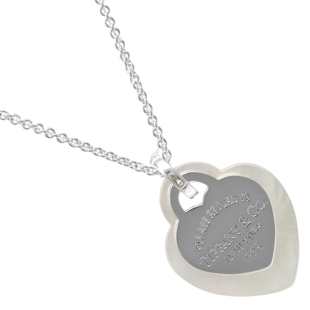 Tiffany Co to Double Heart Necklace Sterling Silver Shell TIFFANYCo Silver